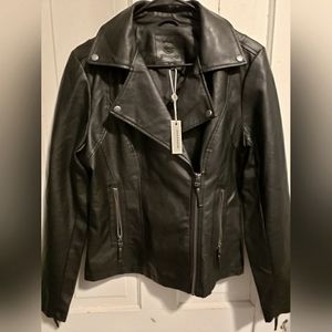 Max studio black leather jacket. New size med